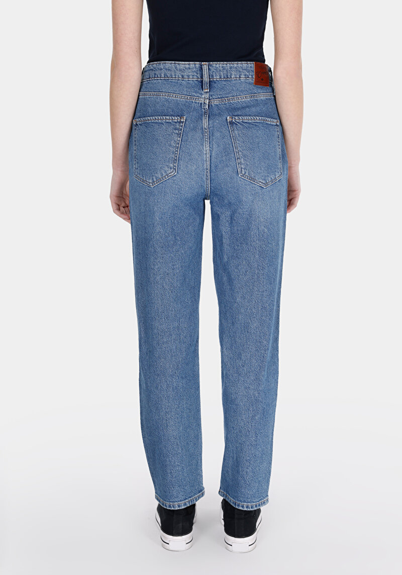 Straight Fit Kadın İndigo Jean Pantolon