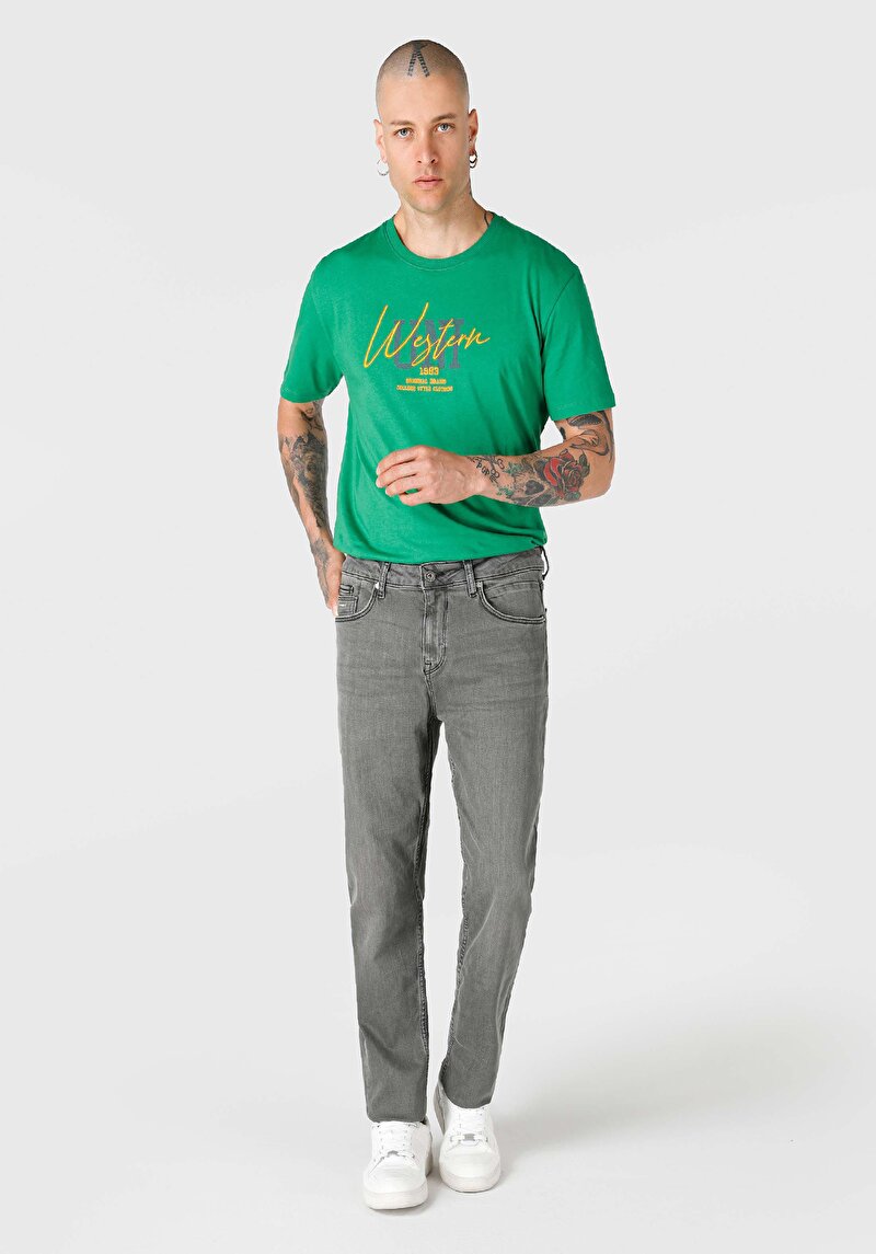 Regular Fit   Erkek Gri Jean Pantolon