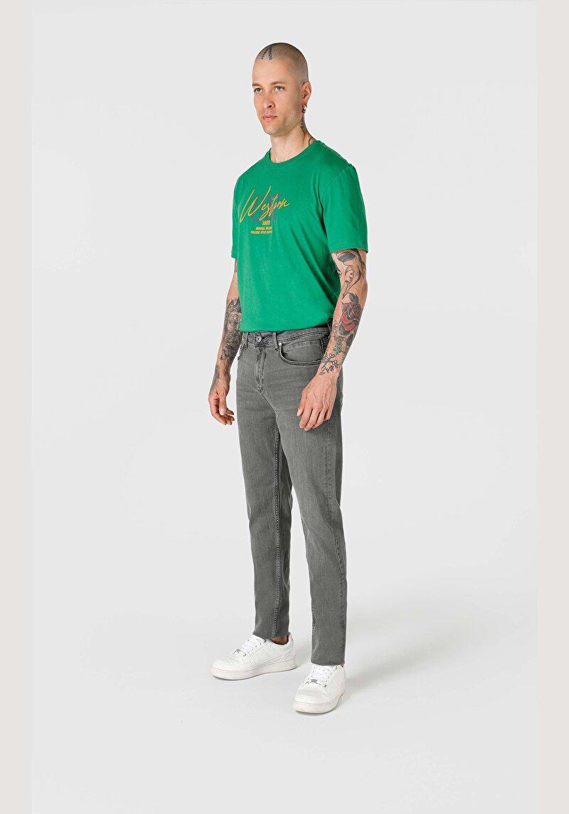Regular Fit   Erkek Gri Jean Pantolon