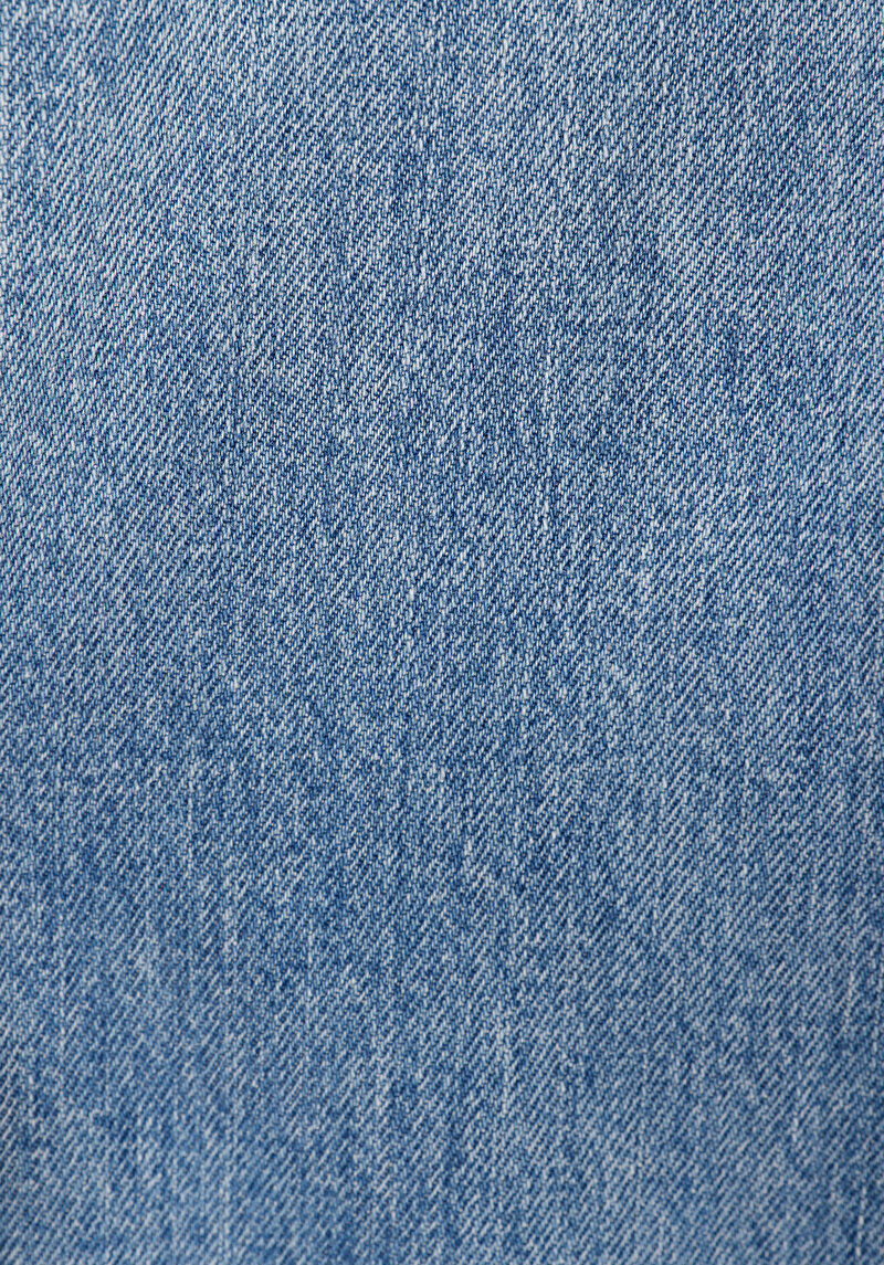 Straight Fit Yüksek Bel Tam Boy Paça Kadın Mid İndigo Denim Jean Fermuarlı Pantolon