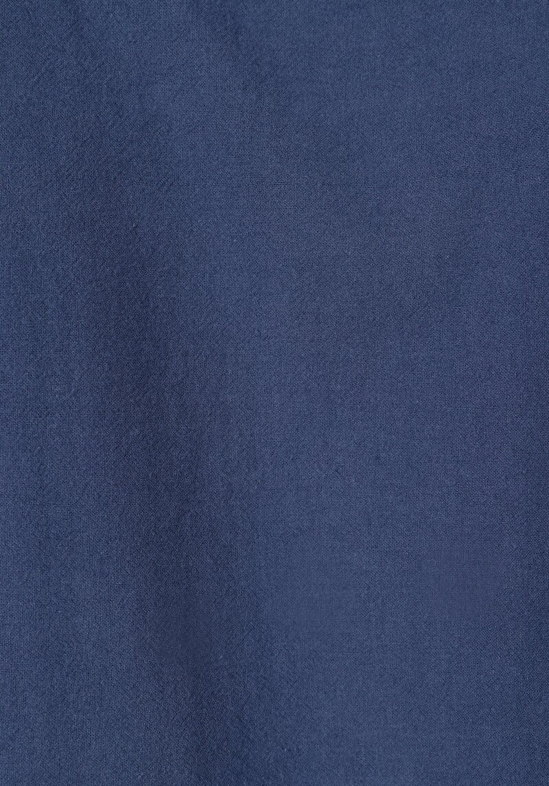 Slim Fit Shirt Neck Düz Erkek Mavi Uzun Kol Gömlek