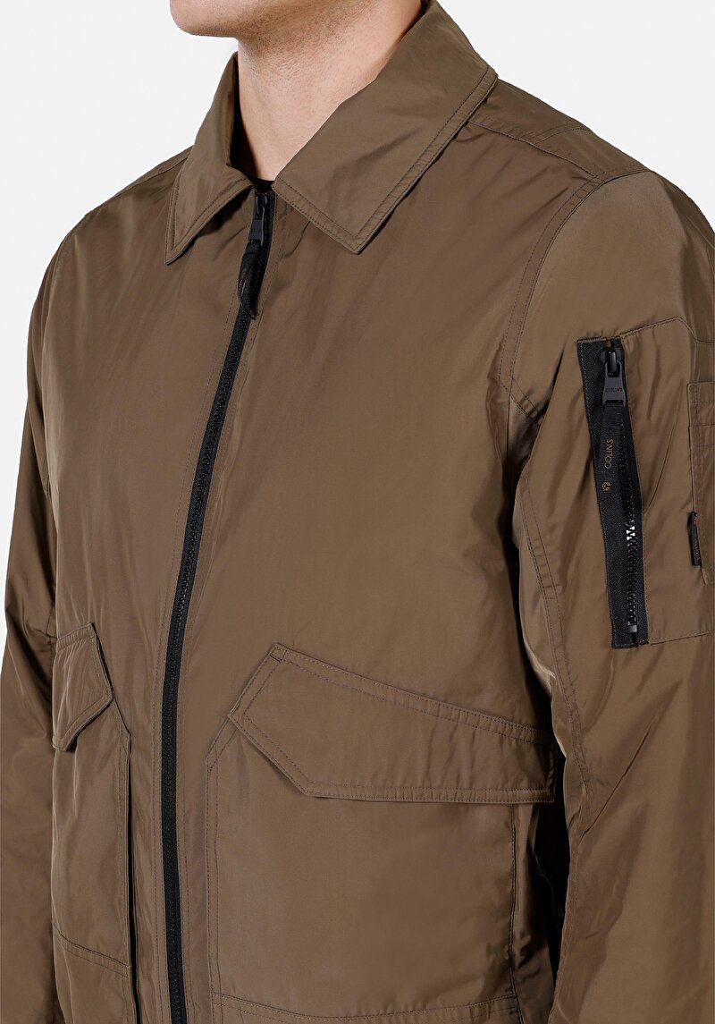 Regular Fit Fermuarlı Erkek Yeşil Mont