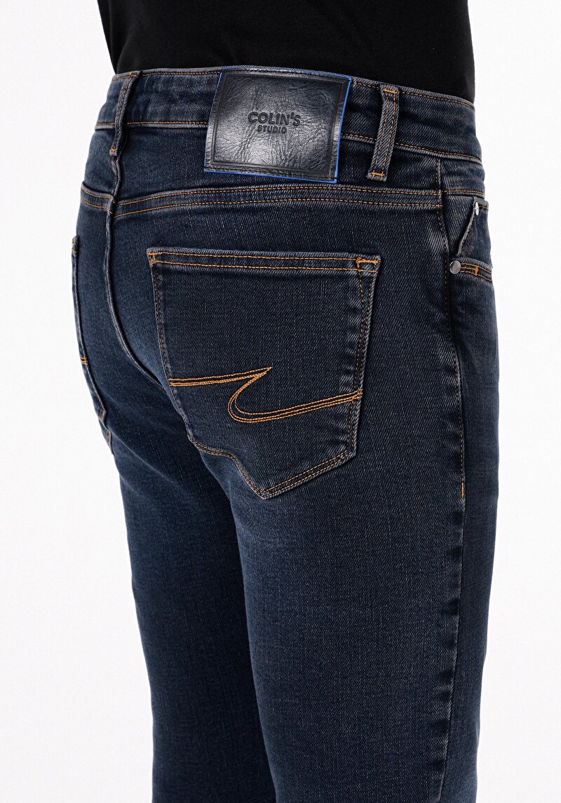 Slim Fit Düşük Bel Dar Paça Erkek Lacivert Jean Pantolon