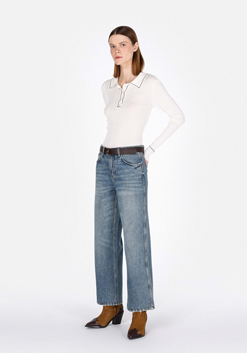 Regular Fit Kadın İndigo Jean Pantolon