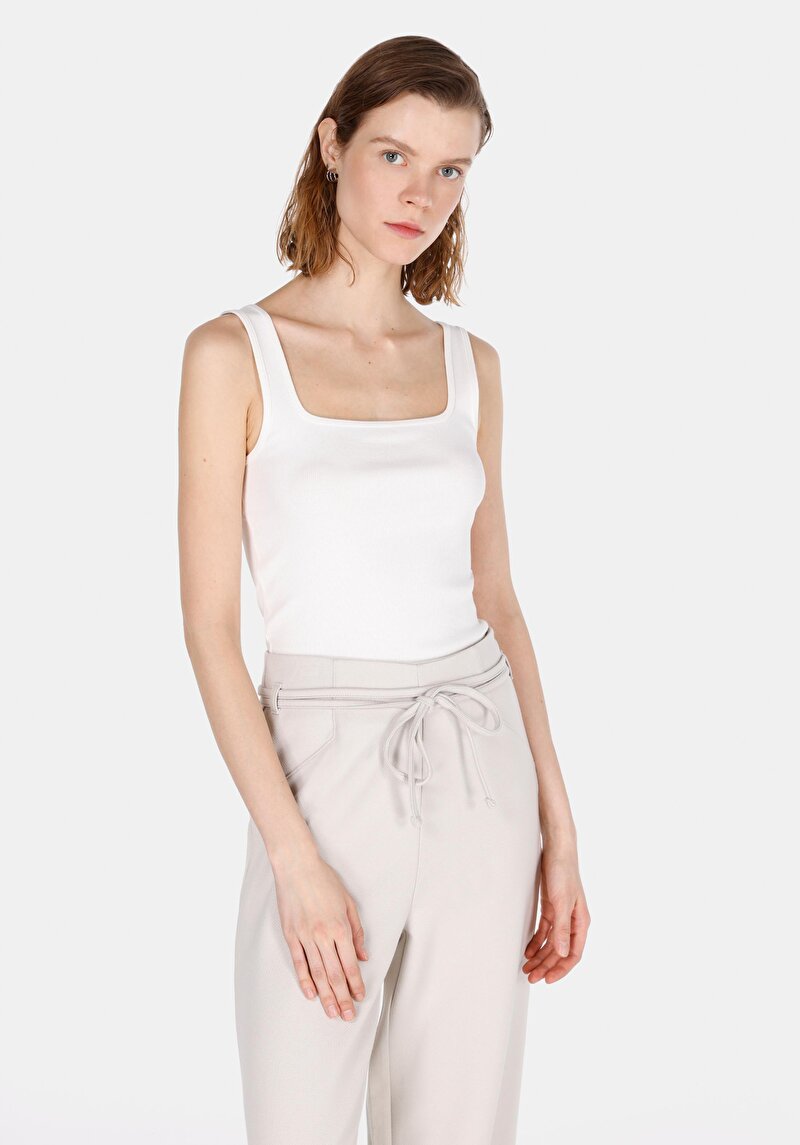 Slim Fit Kadın Beyaz Atlet