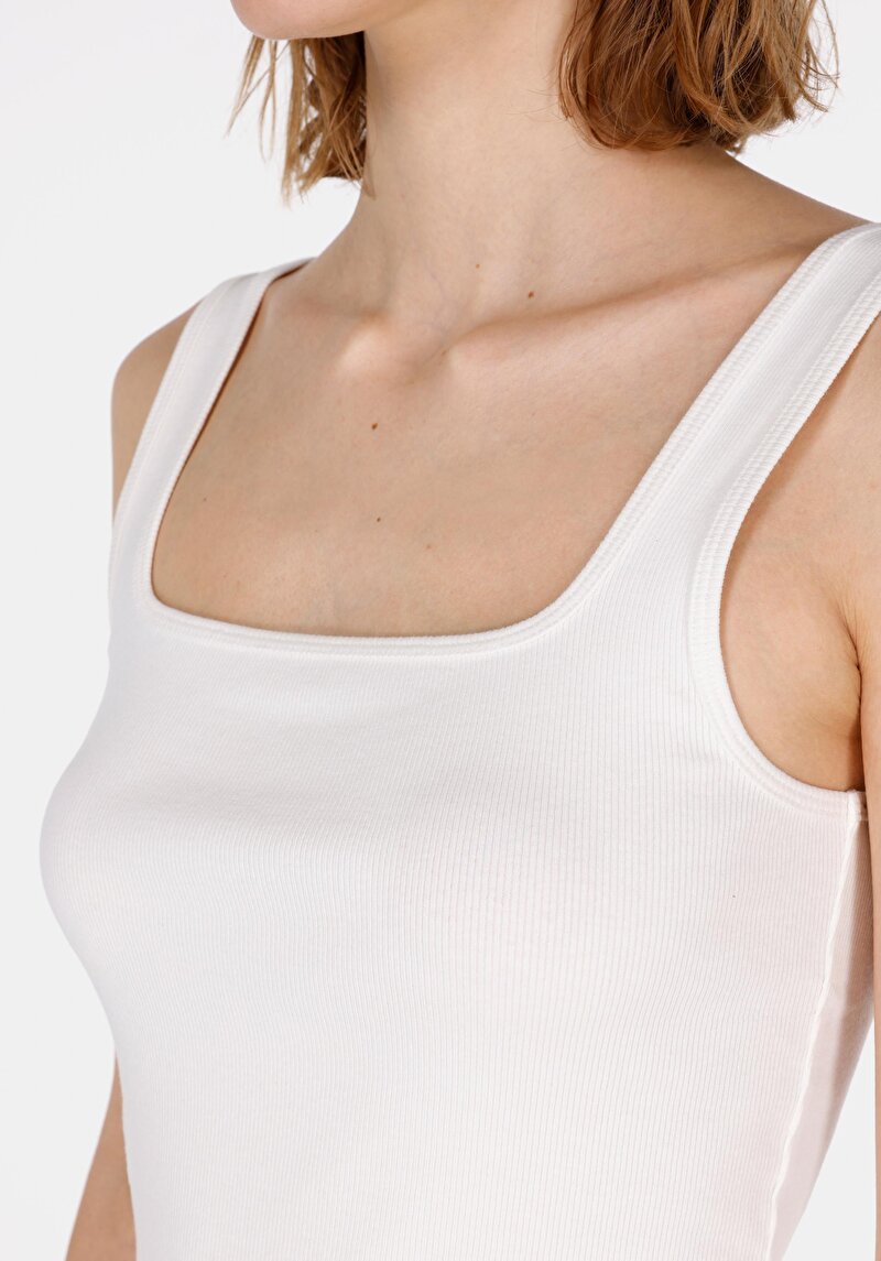 Slim Fit Kadın Beyaz Atlet