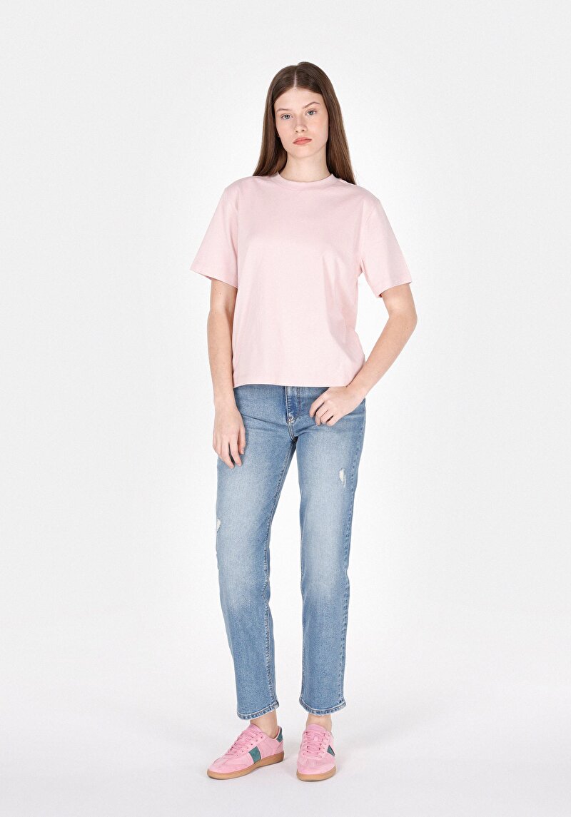 Straight Fit Yüksel Bel Düz Paça Kadın İndigo Jean Pantolon