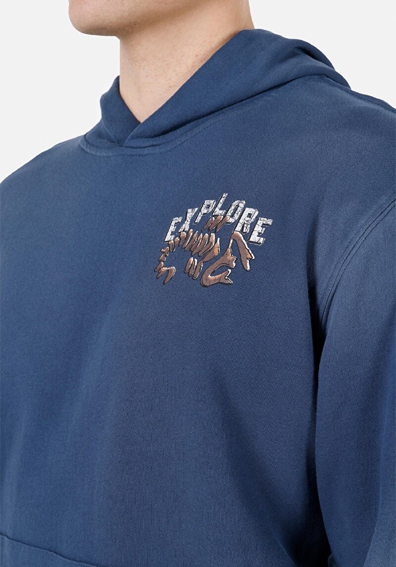 Regular Fit   Erkek Mavi Sweatshirt