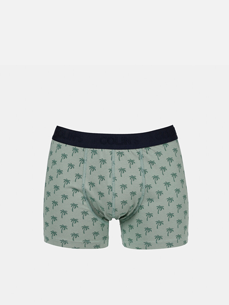 Modern Fit Baskılı Erkek Yeşil Boxer