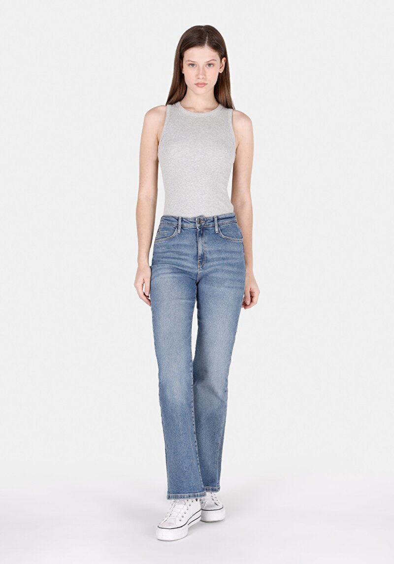 Regular Fit Kadın Açik İndigo Jean Pantolon