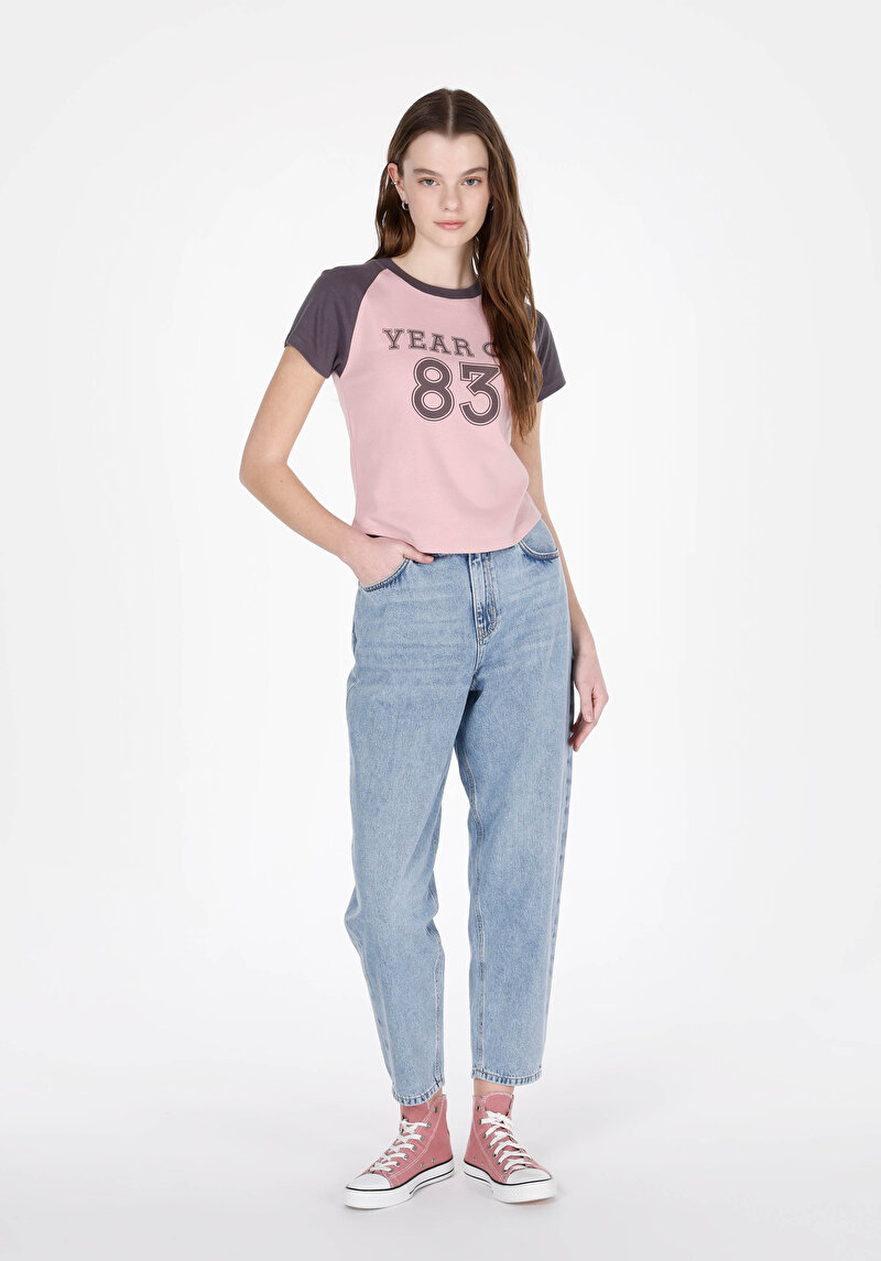 Barrel Fit Kadın İndigo Jean Pantolon