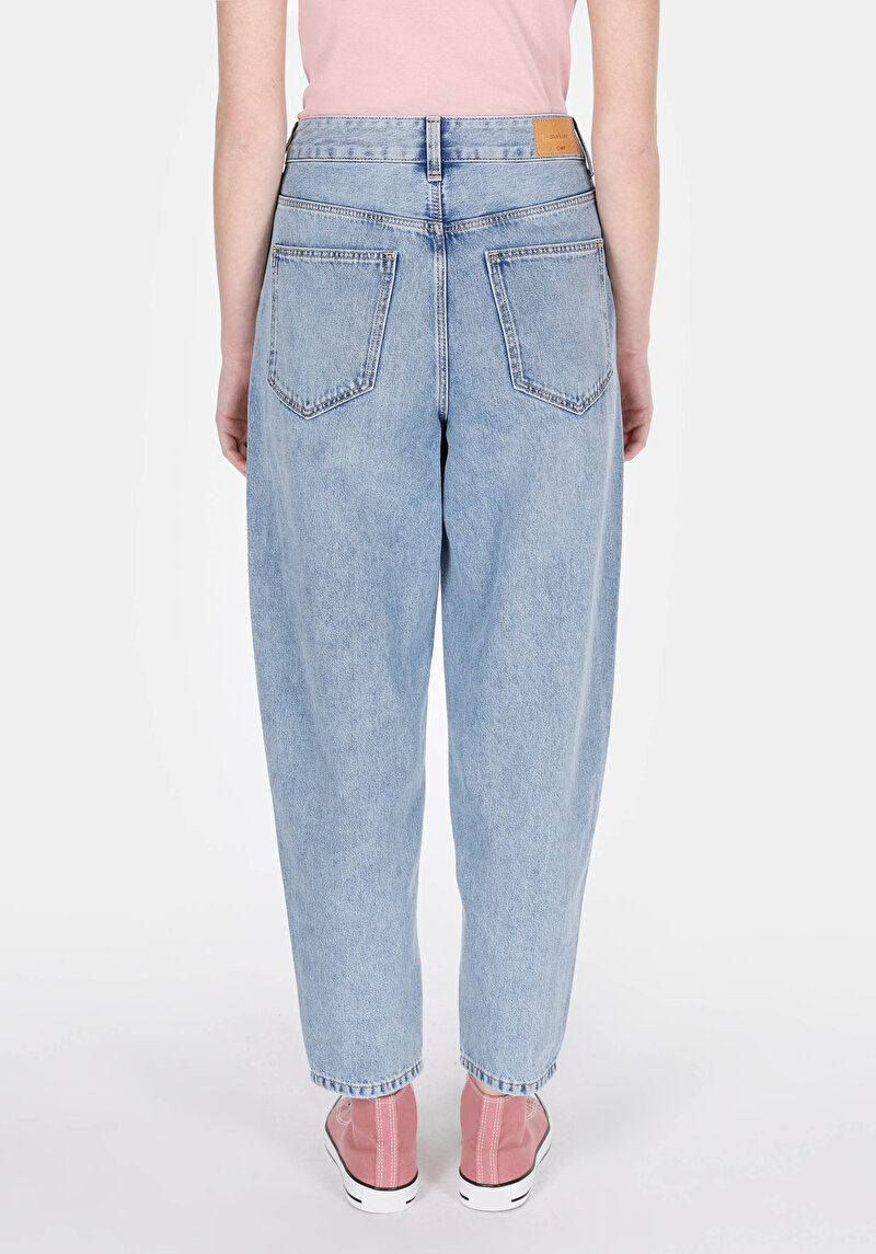 Barrel Fit Kadın İndigo Jean Pantolon