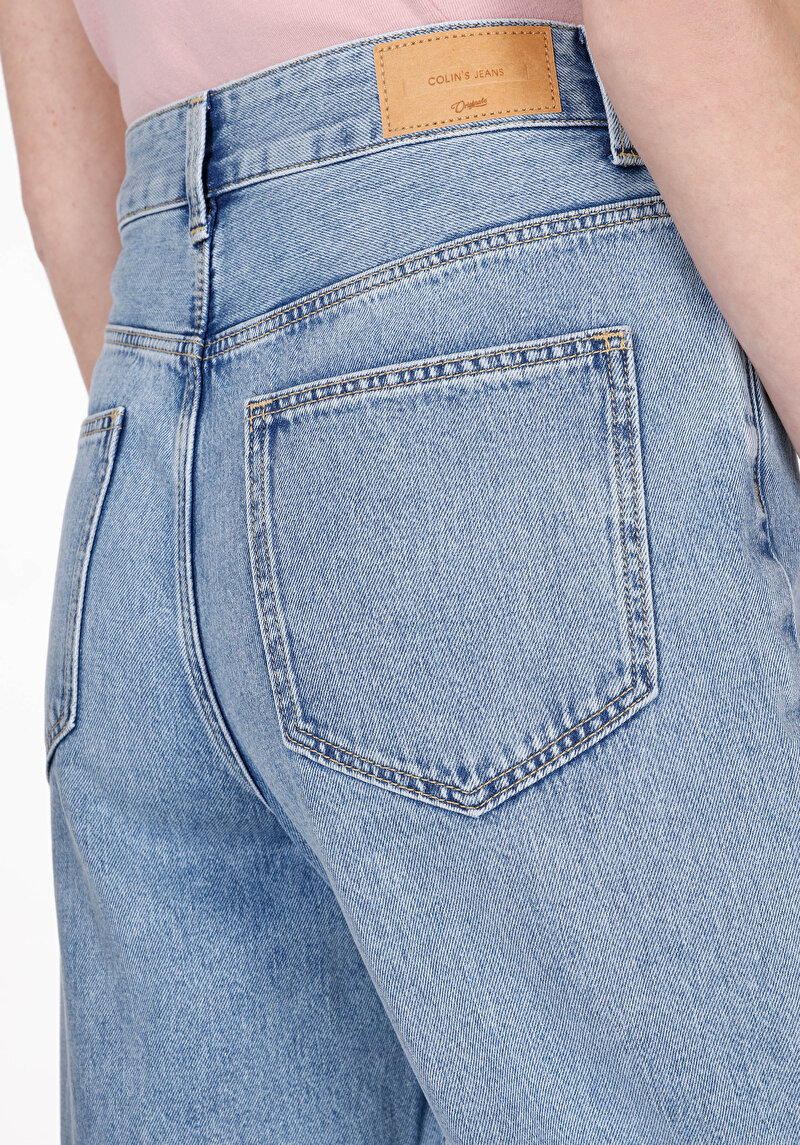 Barrel Fit   Kadın İndigo Jean Pantolon