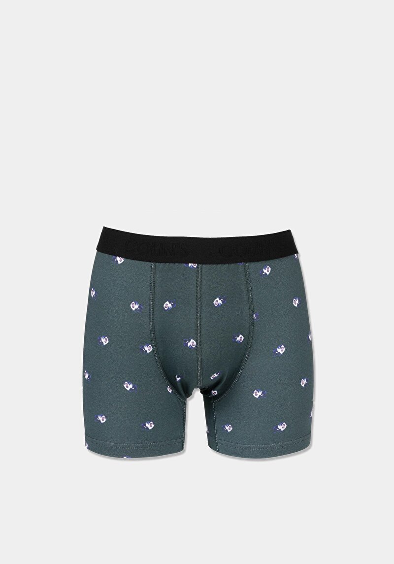 Modern Fit Baskılı Erkek Yeşil Boxer