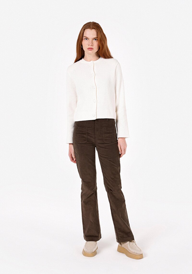 Regular Fit Kadın Ekru Hırka