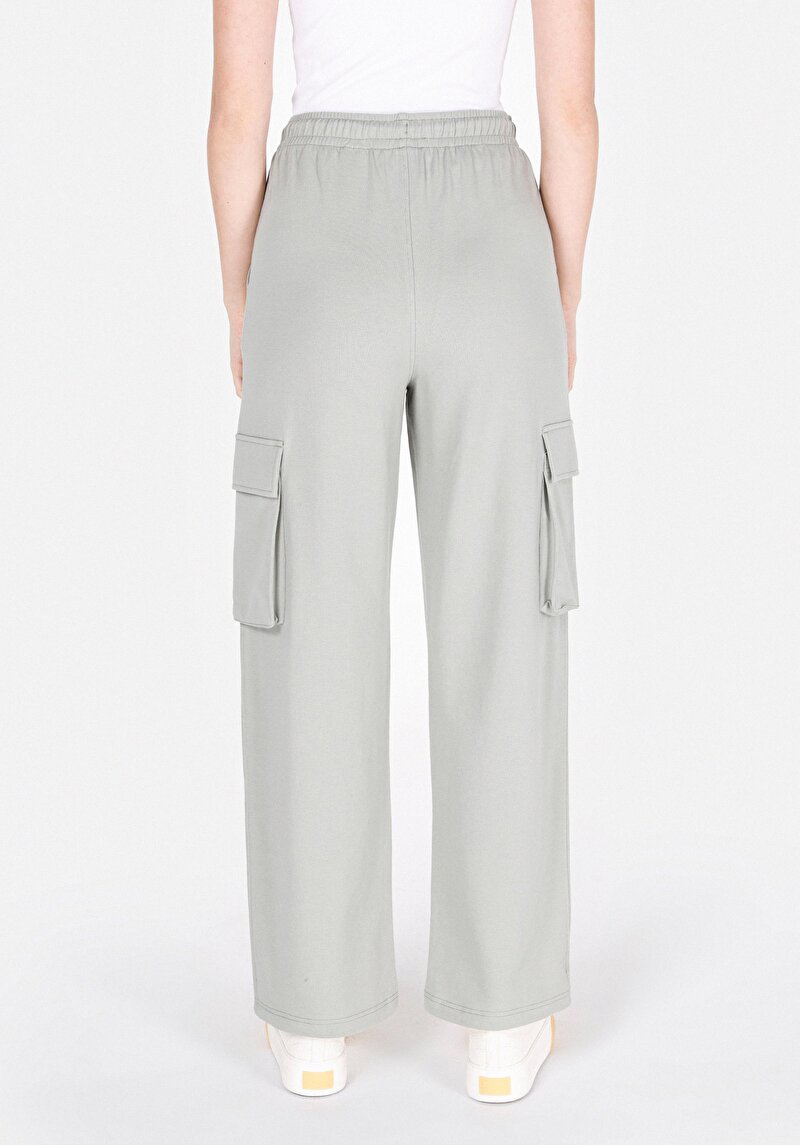 Regular Fit Orta Bel Düz Kadın Yeşil Eşofman Altı