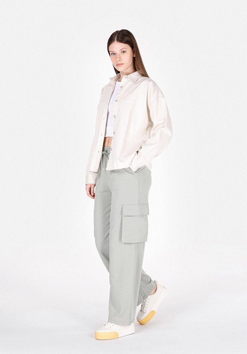 Regular Fit Orta Bel Düz Kadın Yeşil Eşofman Altı