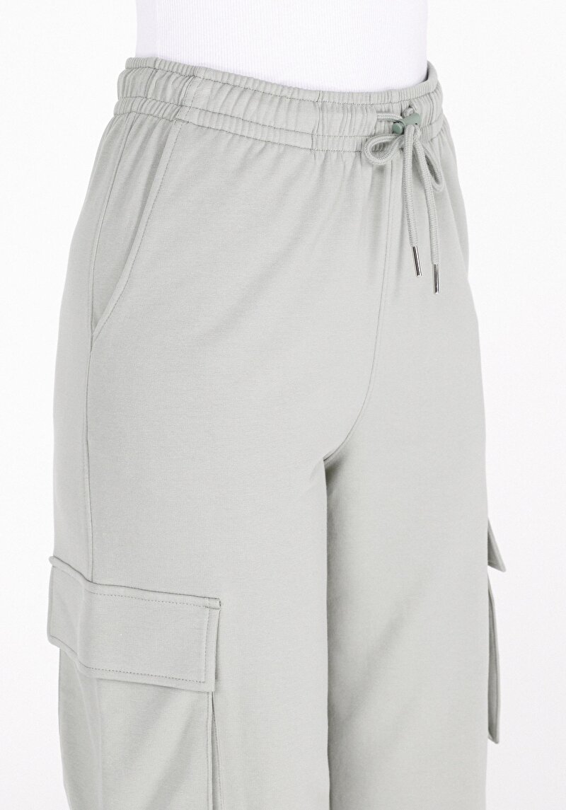 Regular Fit Orta Bel Düz Kadın Yeşil Eşofman Altı