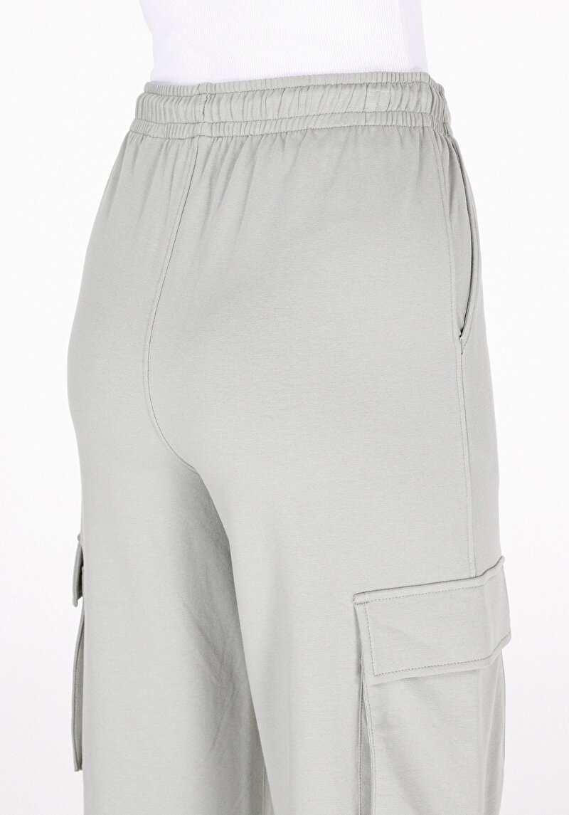 Regular Fit Orta Bel Düz Kadın Yeşil Eşofman Altı