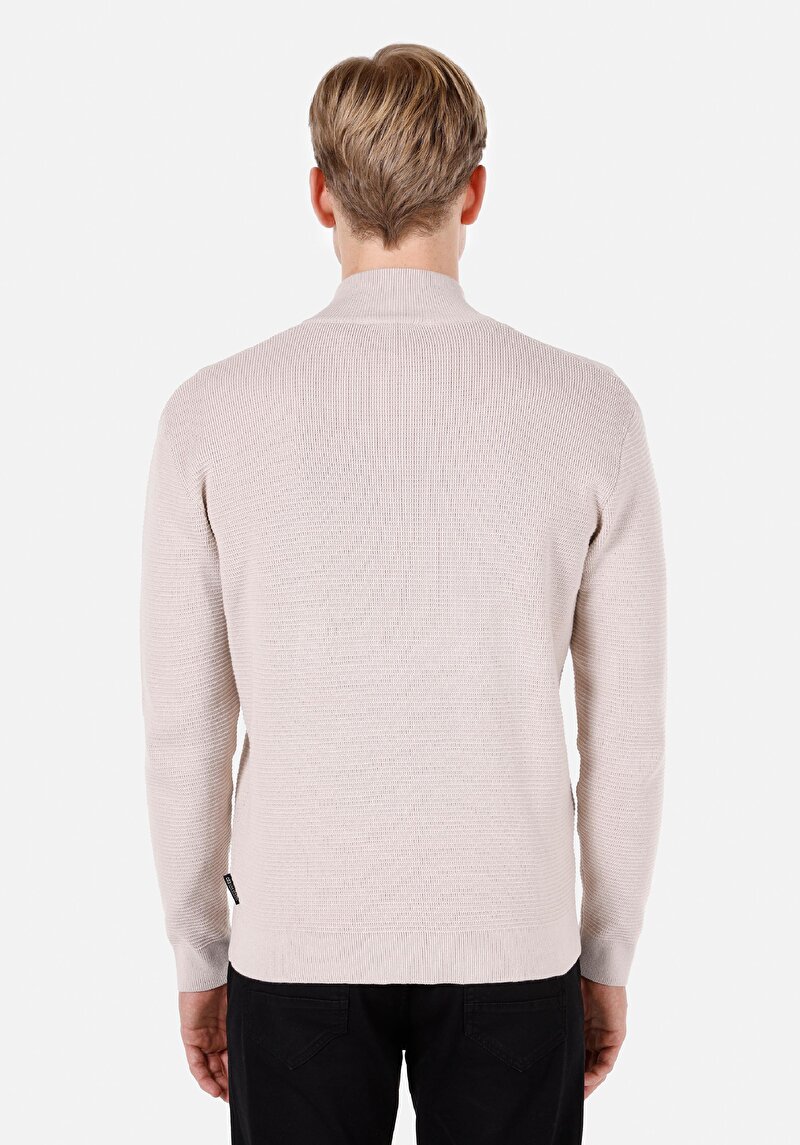 Regular Fit Erkek Ekru Hırka