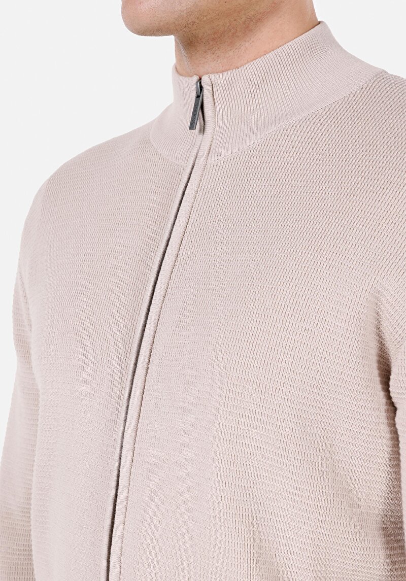 Regular Fit Erkek Ekru Hırka