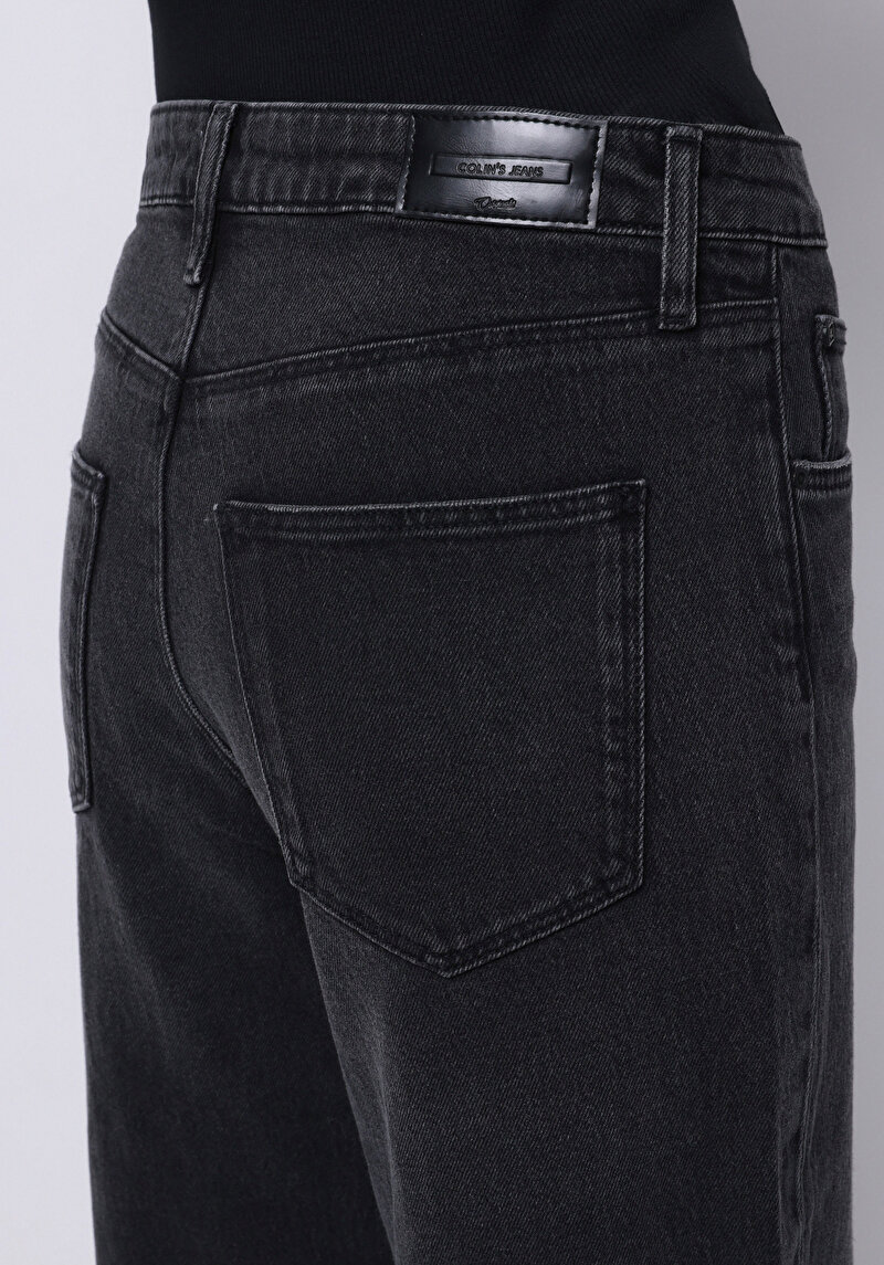 Regular Fit Yüksel Bel Geniş Paça Kadın İndigo Jean Pantolon