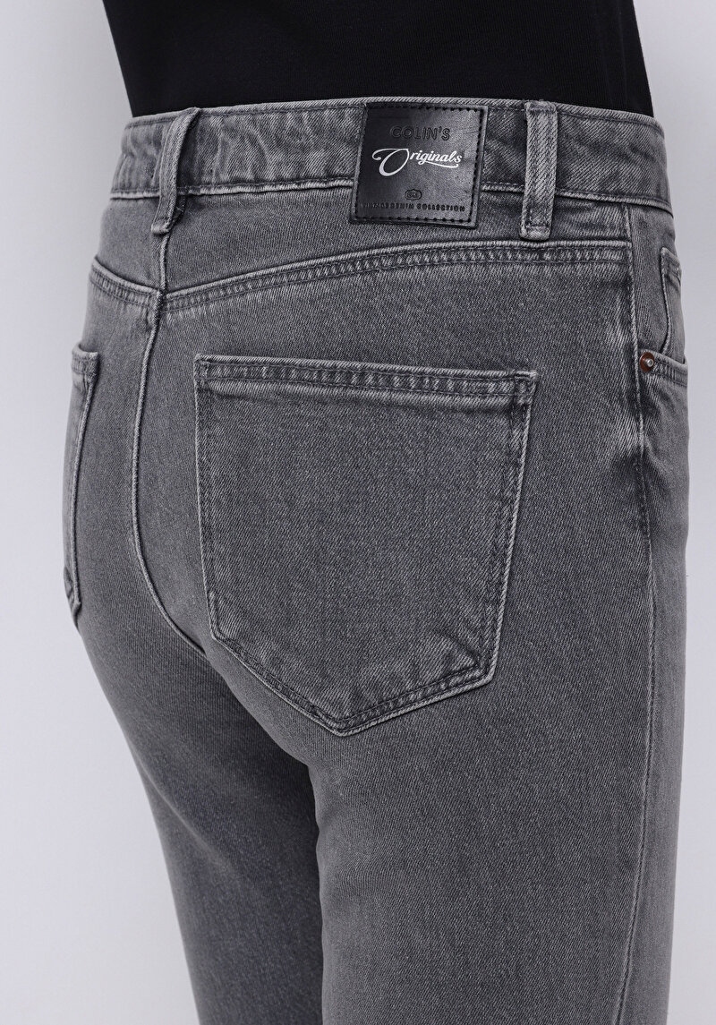 Slim Fit Fermuarlı Kadın Black Denim Jean Pantolon