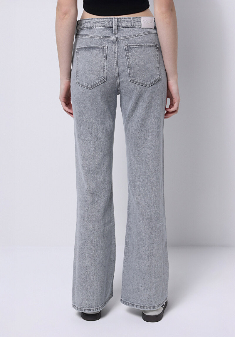 Regular Fit Kadın Gri Jean Pantolon