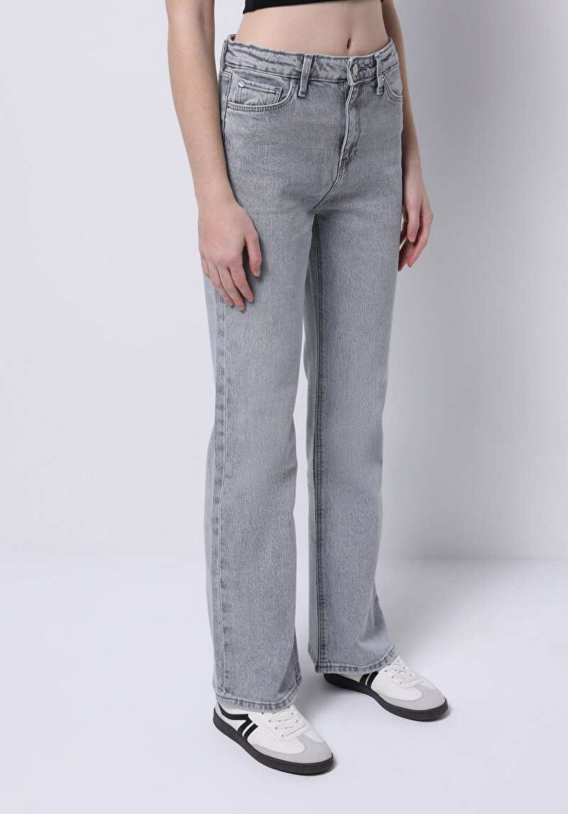 Regular Fit Kadın Gri Jean Pantolon