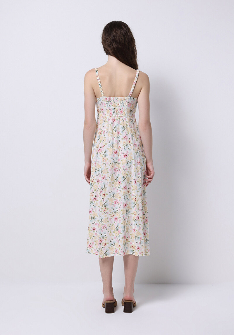 Slim Fit Kadın Ekru Elbise