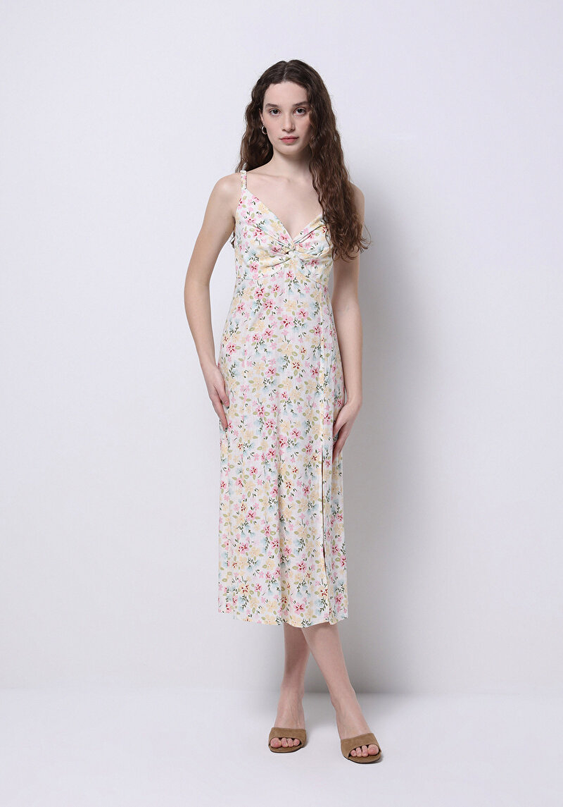 Slim Fit Kadın Ekru Elbise