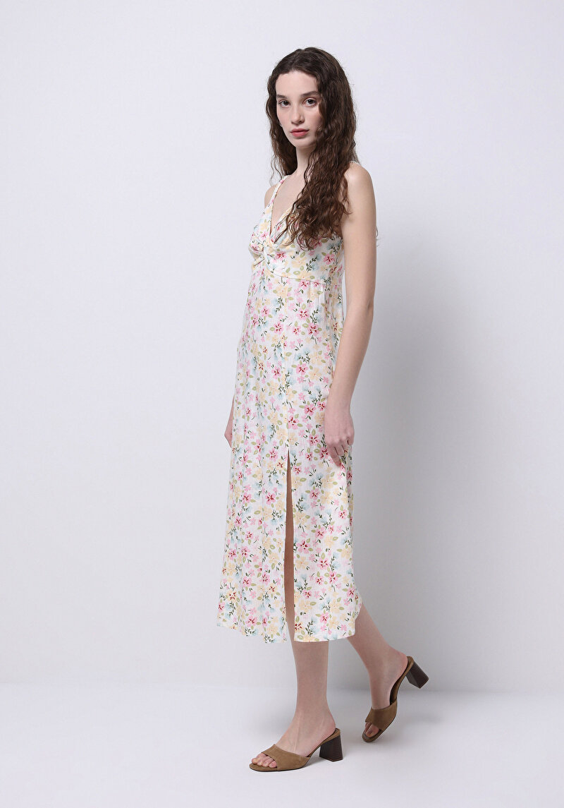 Slim Fit Kadın Ekru Elbise