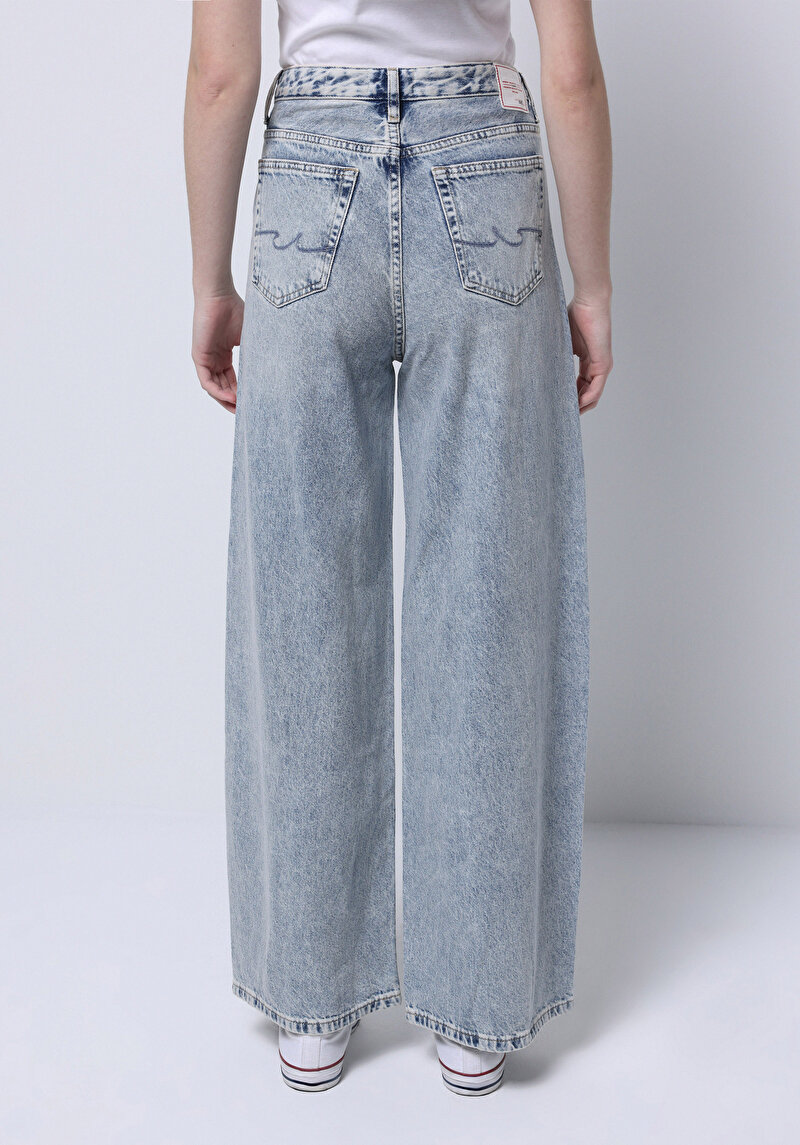 Loose Fit Kadın Gri Jean Pantolon