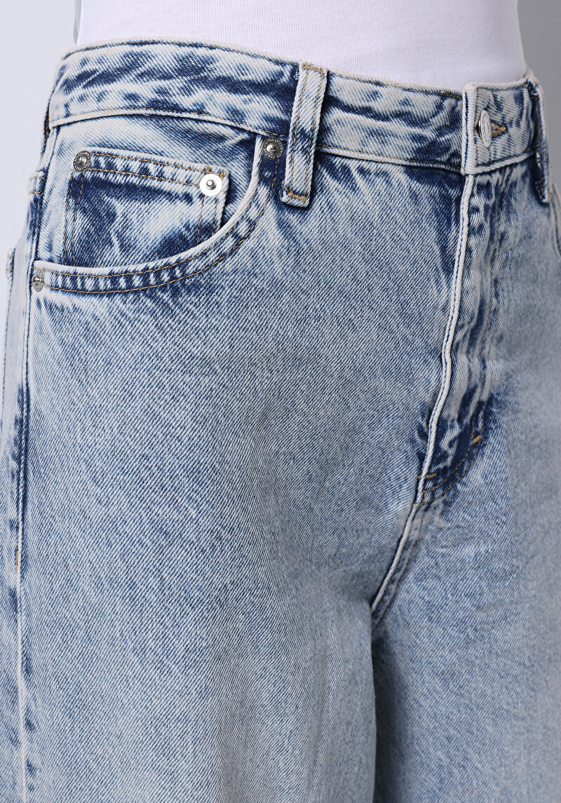 Loose Fit Kadın Gri Jean Pantolon