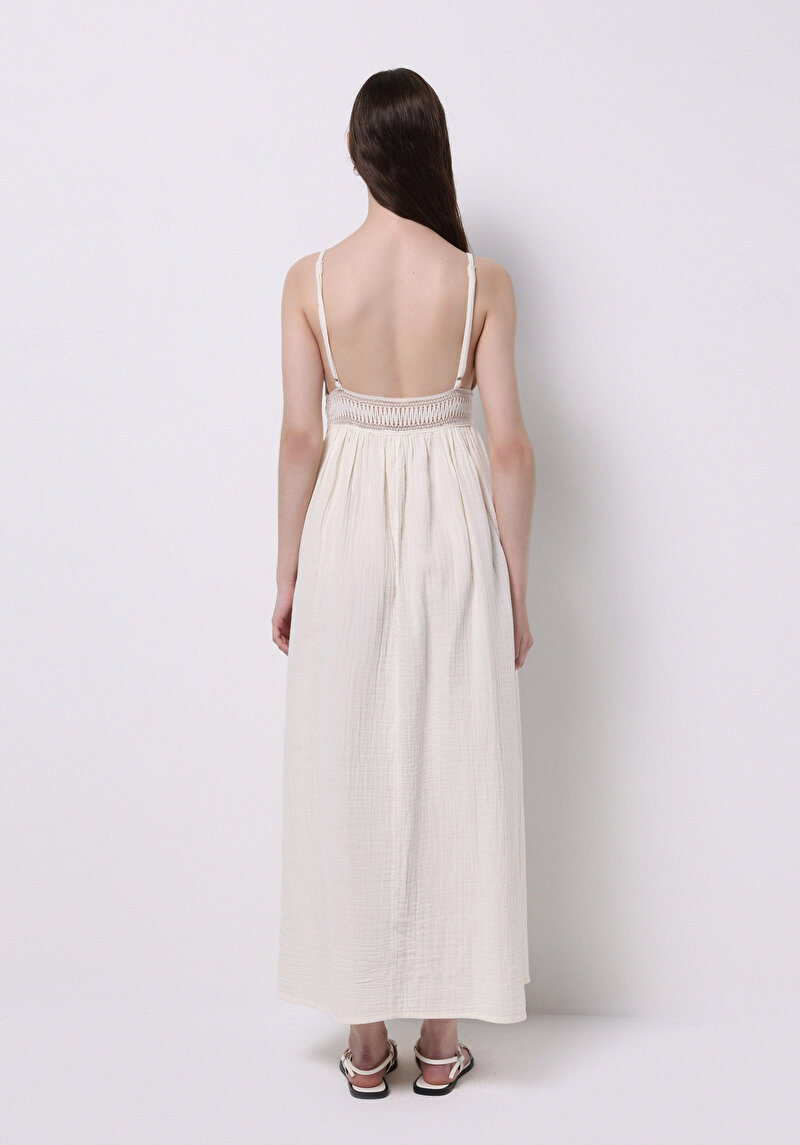 Regular Fit Pamuklu Kadın Ekru Elbise