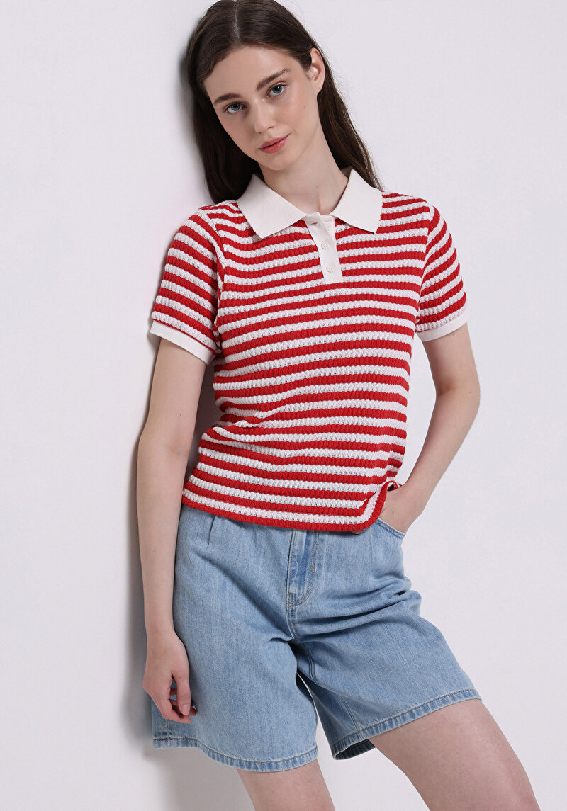 Loose Fit Yüksek Bel Düz Kadın İndigo Jean Şort