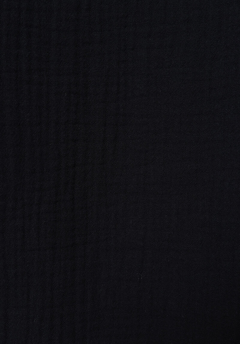 Comfort Fit Shirt Neck Jakarlı Erkek Siyah Kısa Kol Gömlek