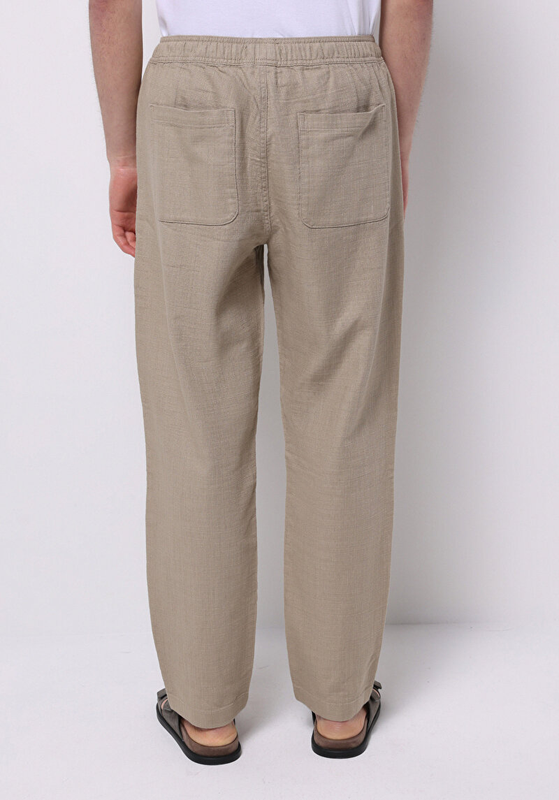 Regular Fit Orta Bel Uzun Paça Erkek Bej  Pantolon