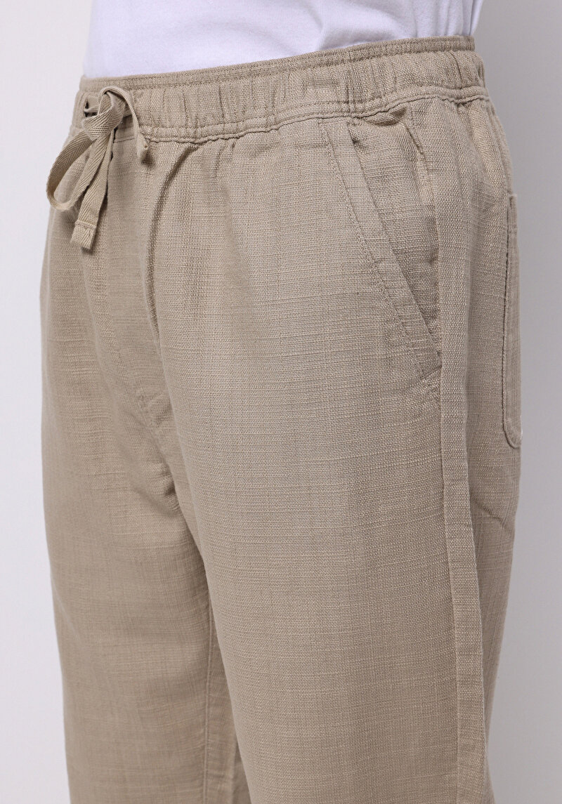 Regular Fit Orta Bel Uzun Paça Erkek Bej  Pantolon