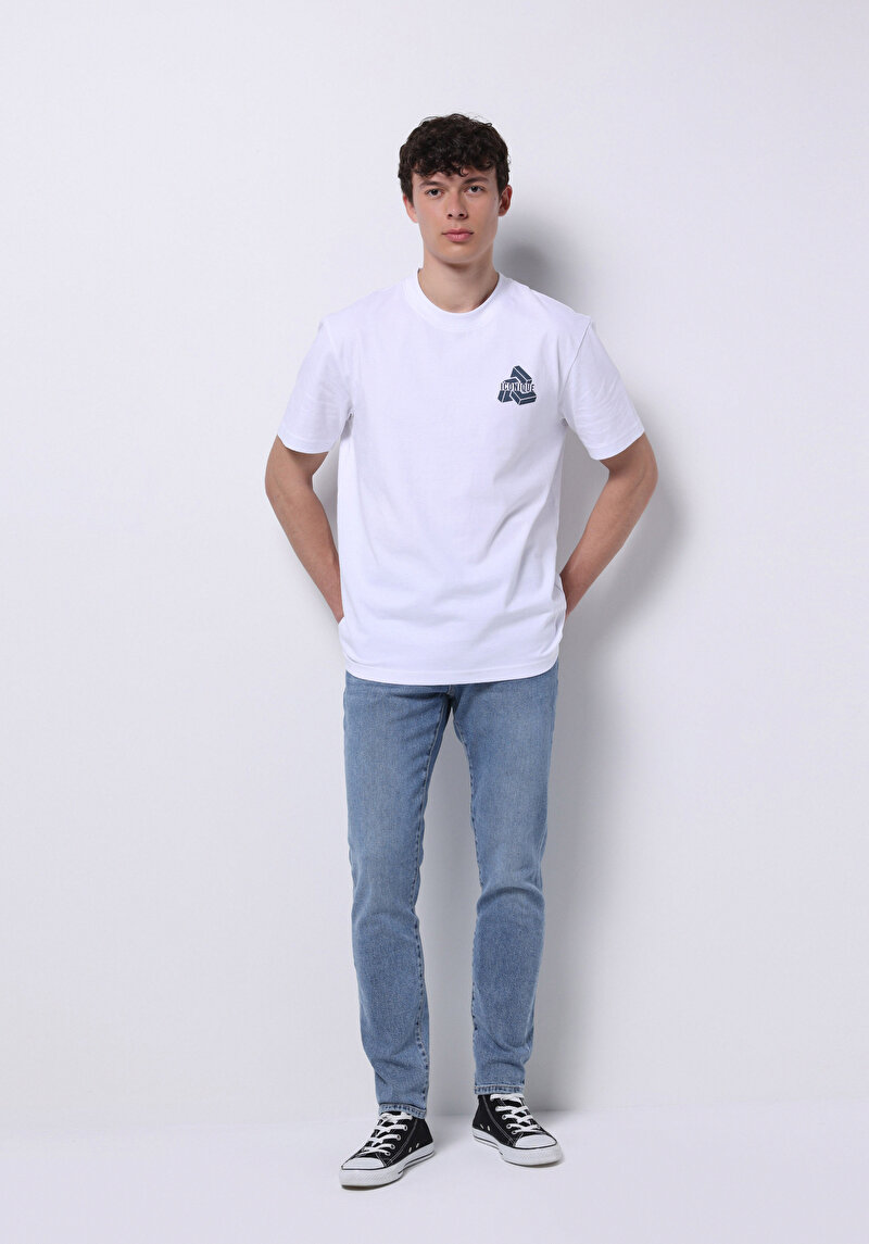 Slim Fit Fermuarlı Erkek Mid İndigo Denim Jean Pantolon