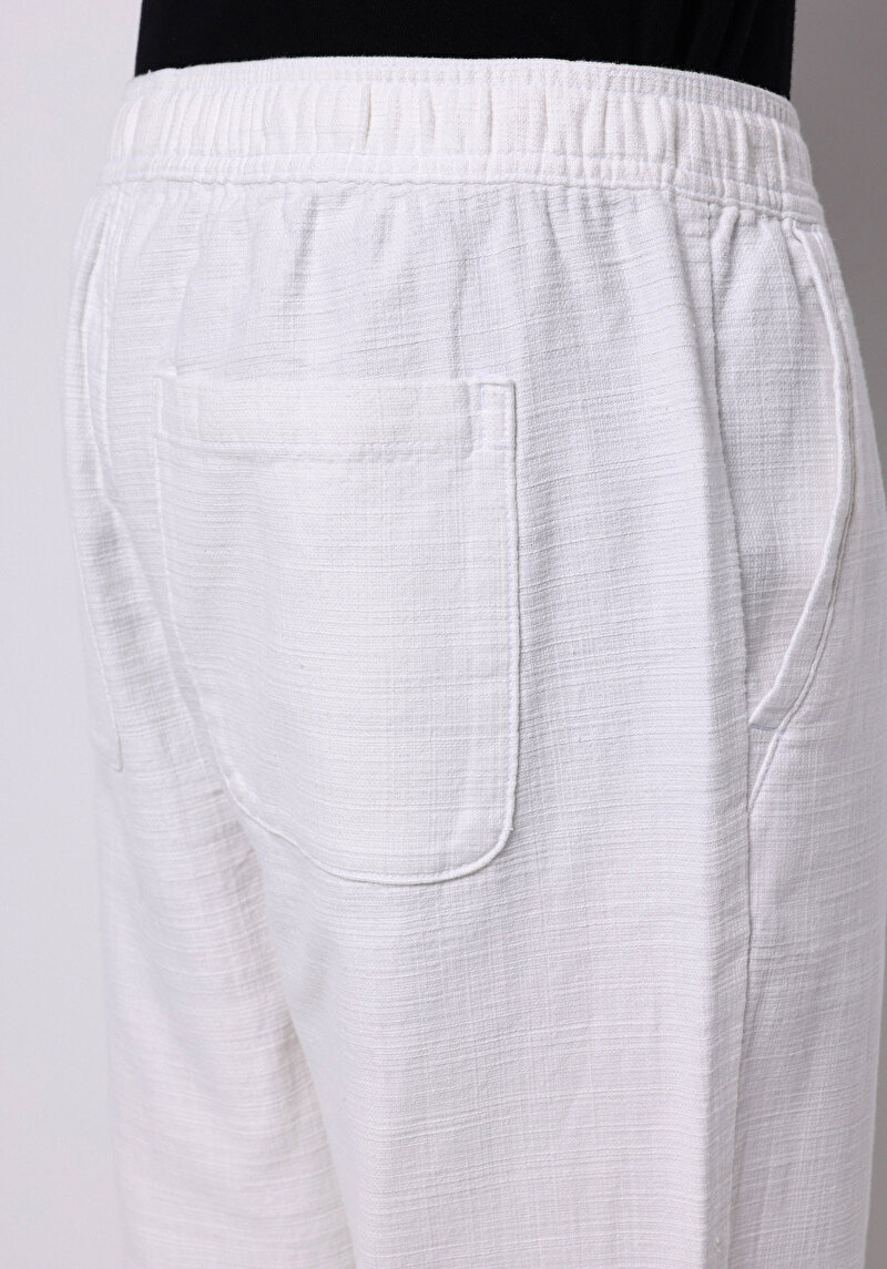 Regular Fit Orta Bel Uzun Paça Erkek Beyaz  Pantolon