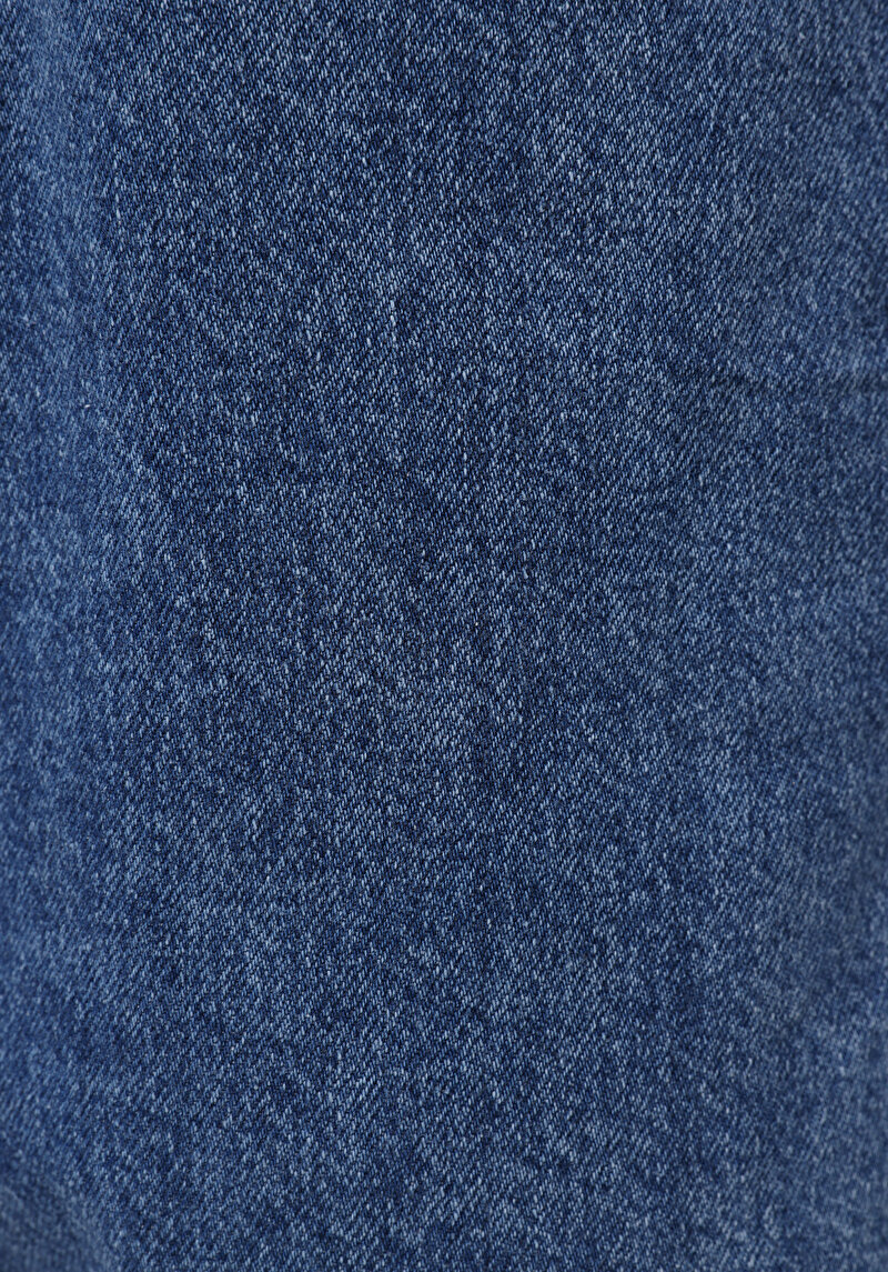 Regular Fit Orta Bel Düz Erkek İndigo Jean Şort