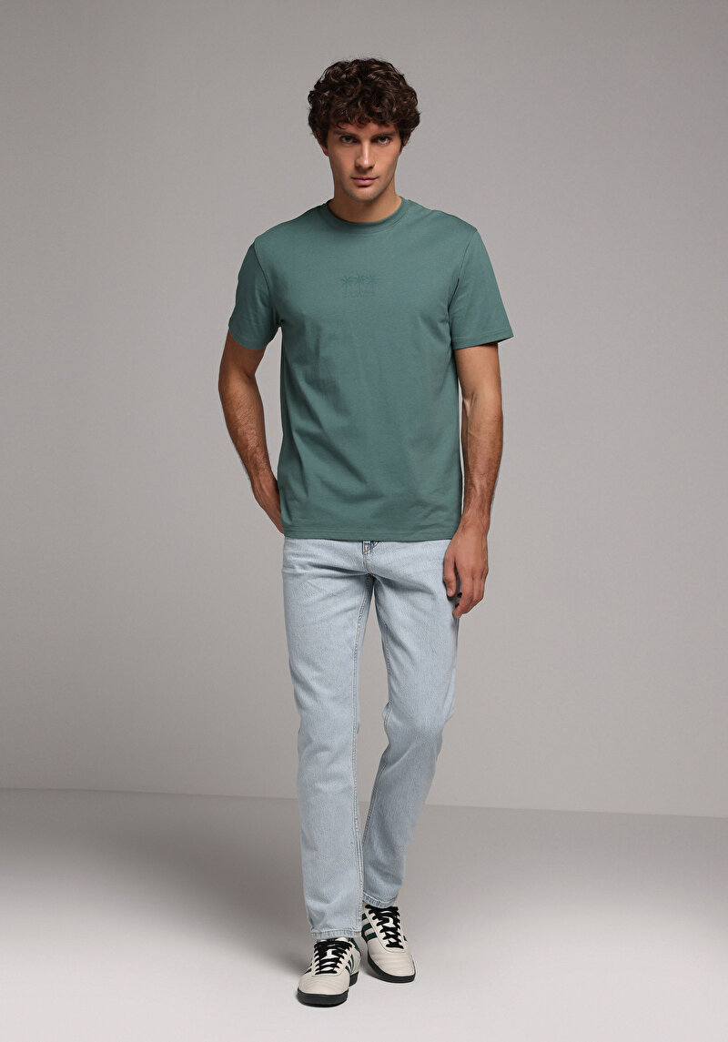 Regular Fit Orta Bel Daralan Paça Erkek İndigo Jean Pantolon