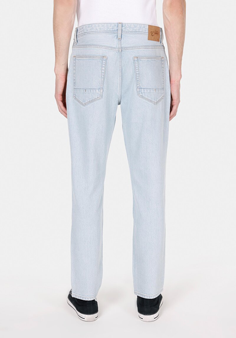 Regular Fit Orta Bel Daralan Paça Erkek İndigo Jean Pantolon