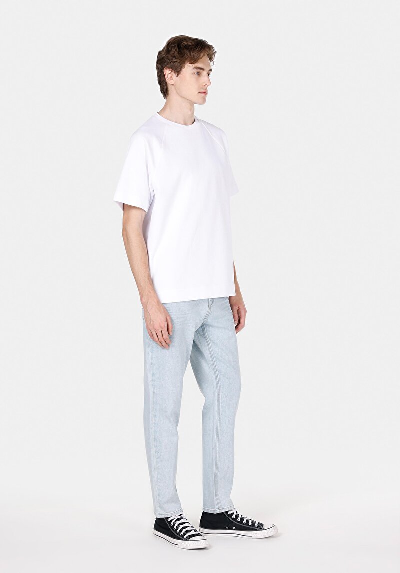 Regular Fit Orta Bel Daralan Paça Erkek İndigo Jean Pantolon