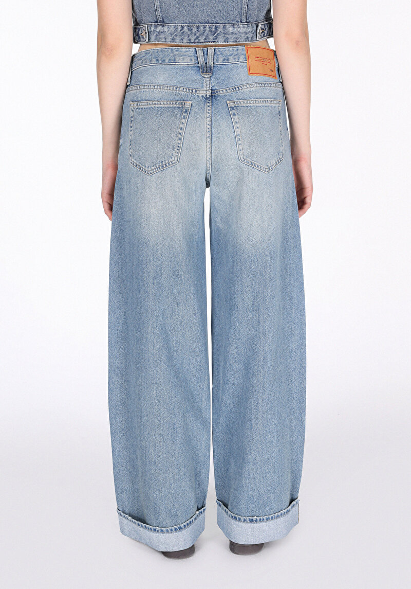 Loose Fit Kadın İndigo Jean Pantolon