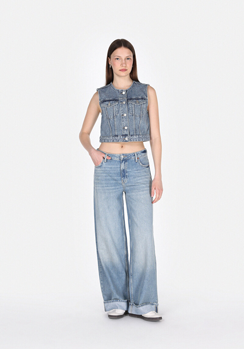 Loose Fit   Kadın İndigo Jean Pantolon