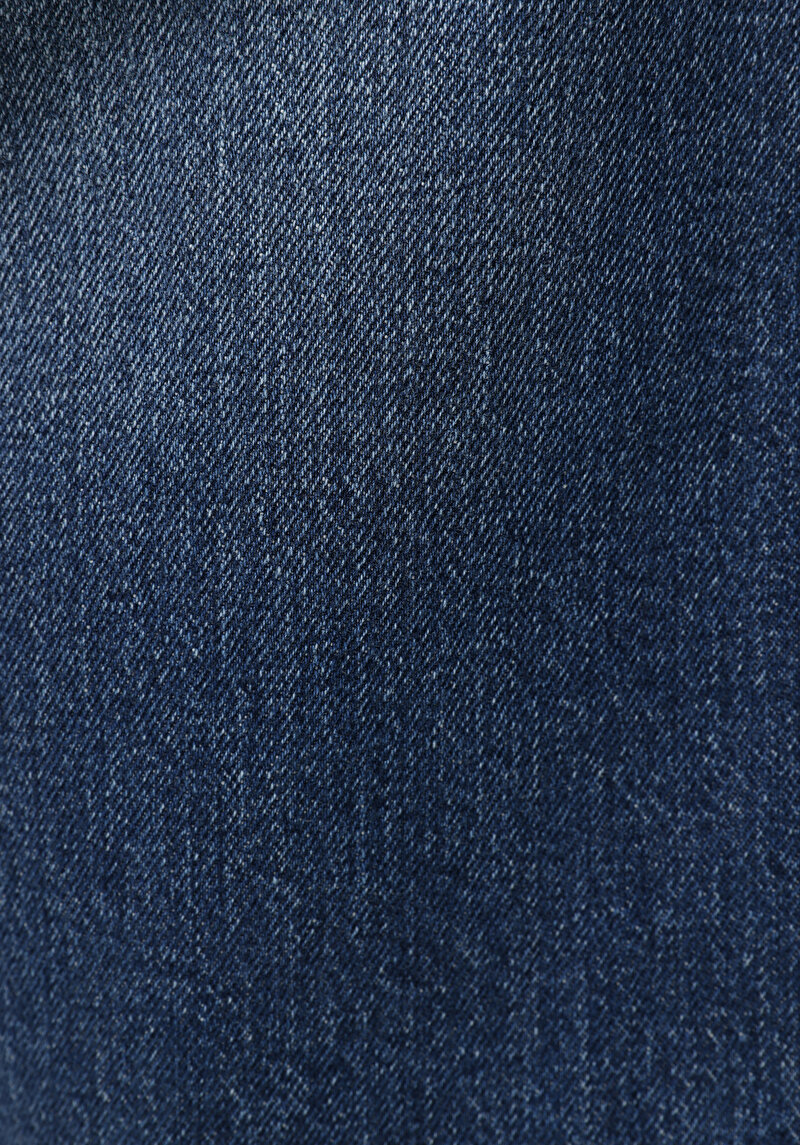 Regular Fit Orta Bel Düz Erkek İndigo Jean Şort