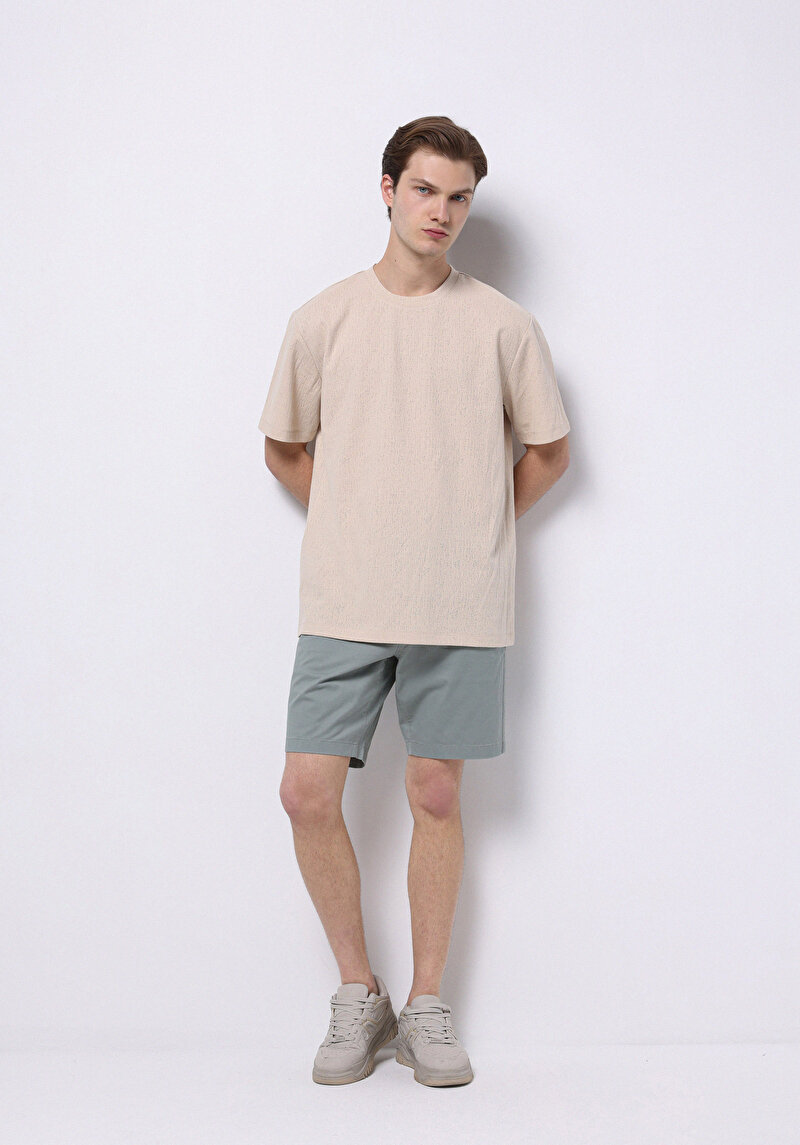 Regular Fit Orta Bel Düz Erkek Yeşil Şort