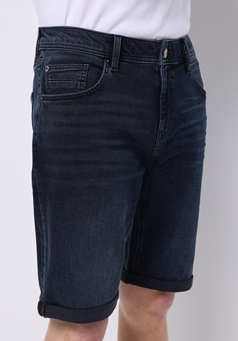 Straight Fit Düşük Bel Düz Erkek Denim Jean Şort